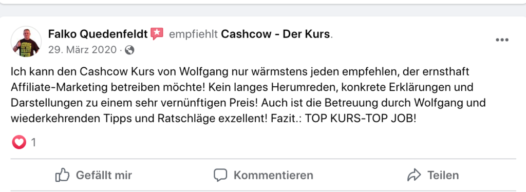 Cashcow Kurs Erfahrungen mit Affiliate Marketing